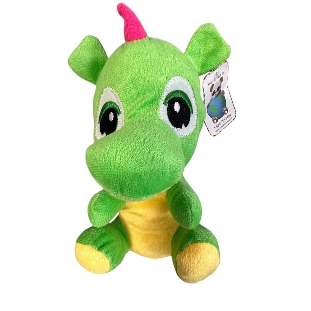 World Plush Inc Dragon Stuffed Animal Yellow Green Small Plush Toy Soft